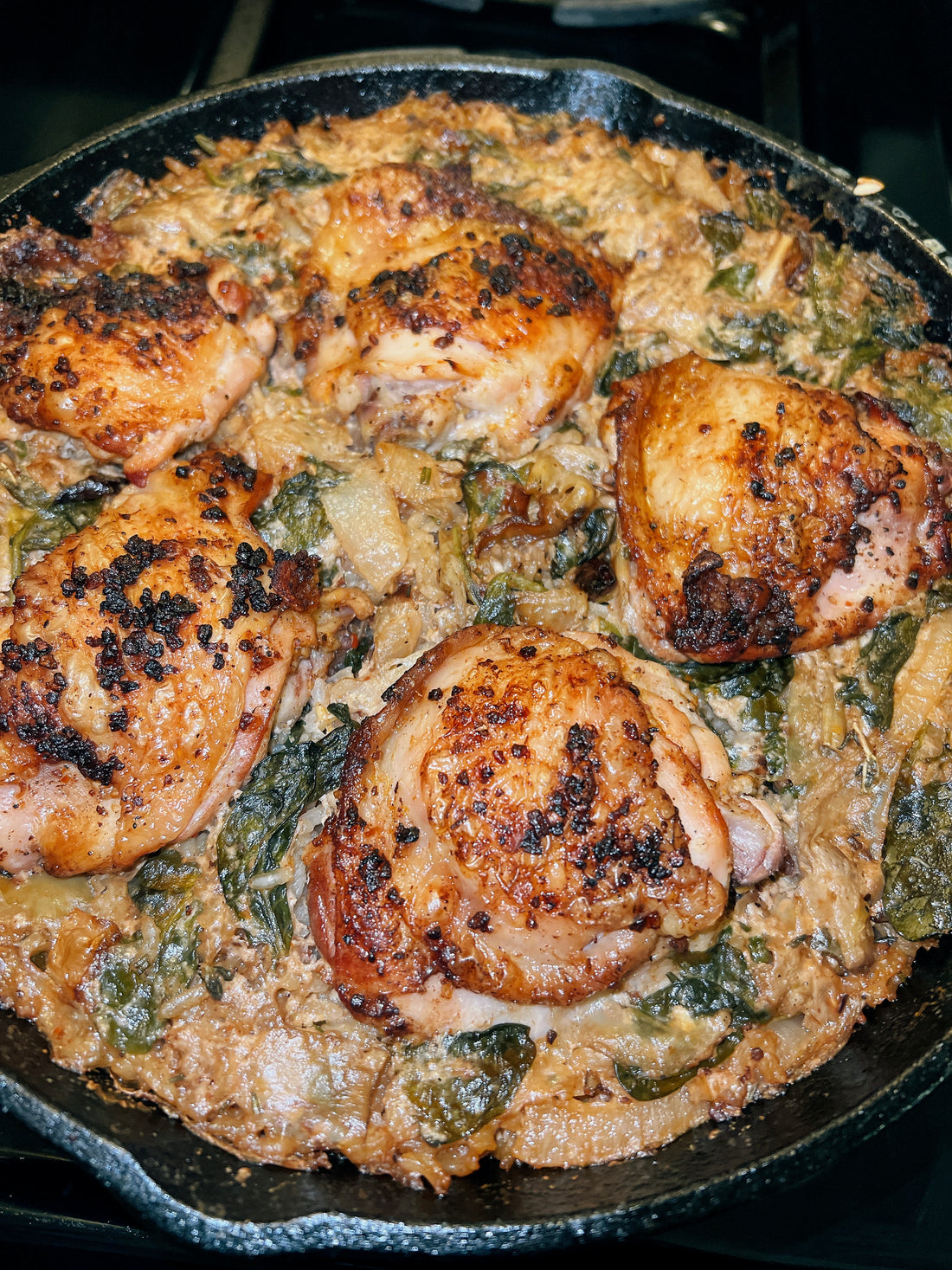 Spinach and Artichoke Creamy Chicken and Rice